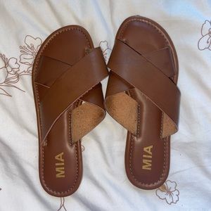 Slip on leather sandals